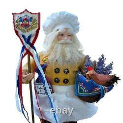 French Chef Santa Figurine Patriotic Cooking Holiday Decor Gift DH738