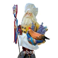 French Chef Santa Figurine Patriotic Cooking Holiday Decor Gift DH738