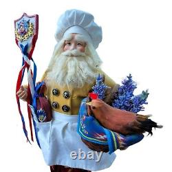 French Chef Santa Figurine Patriotic Cooking Holiday Decor Gift DH738