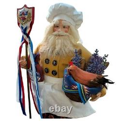 French Chef Santa Figurine Patriotic Cooking Holiday Decor Gift DH738