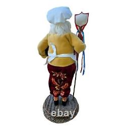 French Chef Santa Figurine Patriotic Cooking Holiday Decor Gift DH738