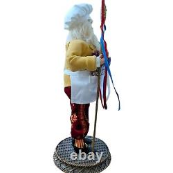 French Chef Santa Figurine Patriotic Cooking Holiday Decor Gift DH738