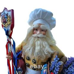 French Chef Santa Figurine Patriotic Cooking Holiday Decor Gift DH738