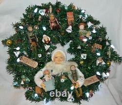 GENUINE 18 Norma DeCamp Lighted SANTA CLAUS WREATH Loaded with Handmade TOYS