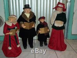 GIANT 25 in to 37 in Victorian Family Carolers Set of 4 with Song Books RARE USED