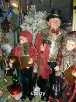 GIANT 36 INCHES 5 PIECE DELUXE CAROLER SET with LAMPPOST SINGS CHRISTMAS RARE H-5
