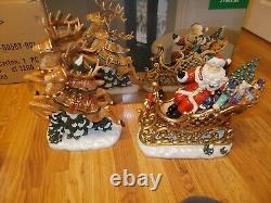 GORGEOUS 2003 Heritage Mint LTD 2 Piece Porcelain Christmas Santa & Reindeer MIB