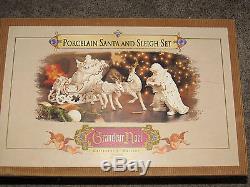 Grandeur Noel 2001 Porcelain Christmas Santa & Sleigh 4 Piece Set Mib