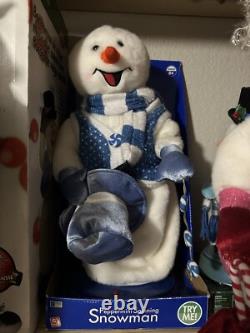 Gemmy 2005 Blue Peppermint Spinning Snowflake Snowman