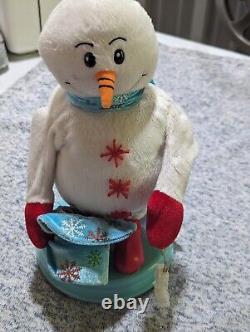 Gemmy Animated Snowflake Spinning Snowman Heat Snow Miser Blue Mini WORKS GREAT