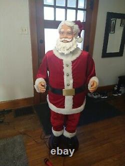 Gemmy LifeSize Santa Karaoke Dancing Fur/Velvet Suit Christmas Motion Sensor 5ft