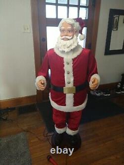 Gemmy LifeSize Santa Karaoke Dancing Fur/Velvet Suit Christmas Motion Sensor 5ft