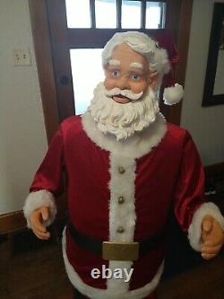 Gemmy LifeSize Santa Karaoke Dancing Fur/Velvet Suit Christmas Motion Sensor 5ft