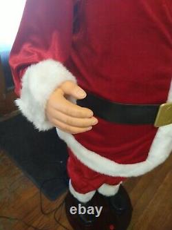 Gemmy LifeSize Santa Karaoke Dancing Fur/Velvet Suit Christmas Motion Sensor 5ft