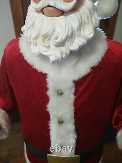 Gemmy LifeSize Santa Karaoke Dancing Fur/Velvet Suit Christmas Motion Sensor 5ft
