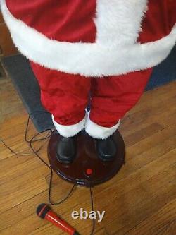 Gemmy LifeSize Santa Karaoke Dancing Fur/Velvet Suit Christmas Motion Sensor 5ft