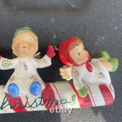 Geo Z Lefton 626 Painted 4 Angels Riding Candy Cane Merry Christmas