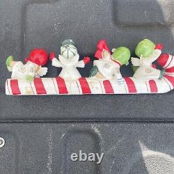 Geo Z Lefton 626 Painted 4 Angels Riding Candy Cane Merry Christmas