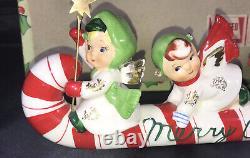 Geo Z Lefton 626 Painted 4 Angels Riding Candy Cane Merry Christmas with Star