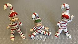 George Z Lefton Candy Cane Pixie Elf Elves Sprites 1950's Vintage Set 3