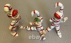 George Z Lefton Candy Cane Pixie Elf Elves Sprites 1950's Vintage Set 3