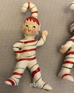 George Z Lefton Candy Cane Pixie Elf Elves Sprites 1950's Vintage Set 3