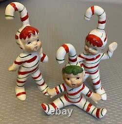 George Z Lefton Candy Cane Pixie Elf Elves Sprites 1950's Vintage Set 3