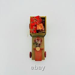 German Antique Santa Claus In Wooden Truck With Gifts Belsnikel Marked Germany