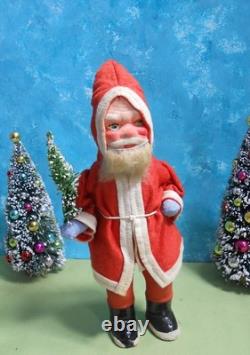 German Santa with Papier-Mache Face, Germany, Fur Beard, 8 1/2 Tall