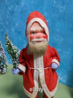 German Santa with Papier-Mache Face, Germany, Fur Beard, 8 1/2 Tall