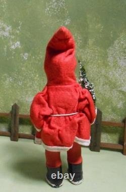 German Santa with Papier-Mache Face, Germany, Fur Beard, 8 1/2 Tall