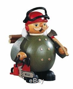 German incense smoker Forest worker with power saw, height 14 cm. MU 16086 NEW