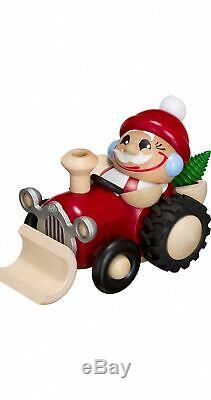 German incense smoker Santa Claus on tractor, height 11 cm / 4 in. SV 19170 NEW