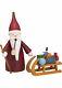 German Incense Smoker Christmas Gnome With Sledge, Height 16 Cm /. Sv 12316 New