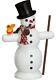 German Incense Smoker Snowman With Scarf, Height 16 Cm / 6 Inch. Sv 12202 New