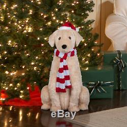 Golden Retriever Life-Size Animated Christmas Figurine Plays 3 Holiday Songs