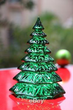 Gorgeous Waterford Crystal Christmas Tree 6.5 Green Sculpture New! With Box