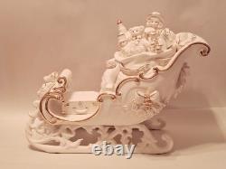 Grandeur Noel 2001 Collectors Edition Porcelain Santa and Sleigh Set withReindeer