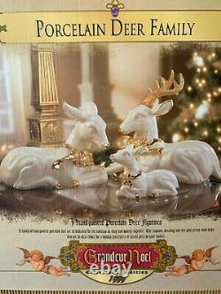 Grandeur Noel 3 Piece Deer Family Porcelain Figurine Set 1999 NEW in Box