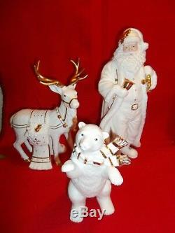 Grandeur Noel 3 Piece Porcelain Figurine Set/ Santa Reindeer Polar Bear'99 652