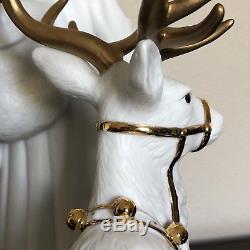 Grandeur Noel 3 Piece Porcelain Figurine Set/ Santa Reindeer Polar Bear'99 MIB