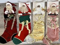 Grandeur Noel African American Santa Claus Christmas Stockings SET Porcelain