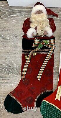 Grandeur Noel African American Santa Claus Christmas Stockings SET Porcelain