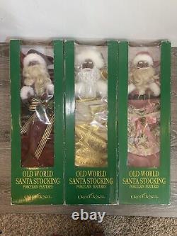 Grandeur Noel African American Santa Claus Christmas Stockings SET Porcelain