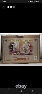 Grandeur Noel Large White Porcelain Gold Firing Santa Set