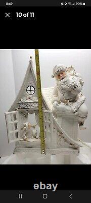 Grandeur Noel Large White Porcelain Gold Firing Santa Set