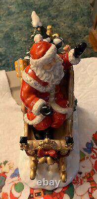 Grandeur Noel Porcelain Santa In Sleigh & Reindeer Set Collector's Edition 2003