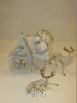 Grandeur Noel White Porcelain With Gold Firing Santa Set 2003