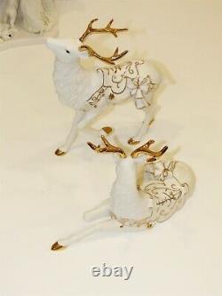 Grandeur Noel White Porcelain With Gold Firing Santa Set 2003