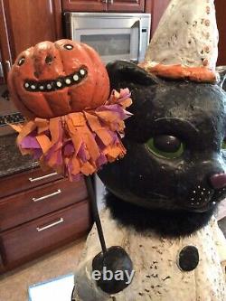 Grandin Road Black Vintage Statue CatTrick or Treat Cat 36VERY RARE